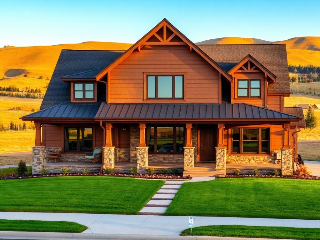 New craftsman-style home in the Idaho countryside