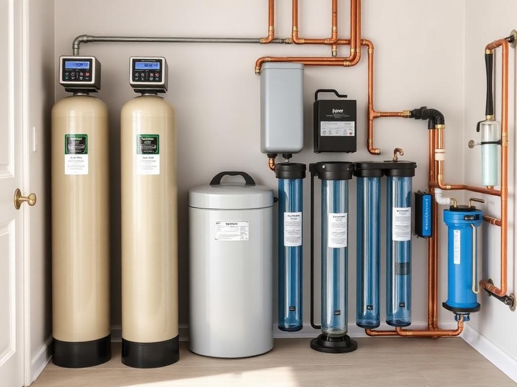 Whole-home water filtration and softening treatment system